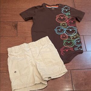 Carter's Neutral Tan Baby Bodysuit and Shorts